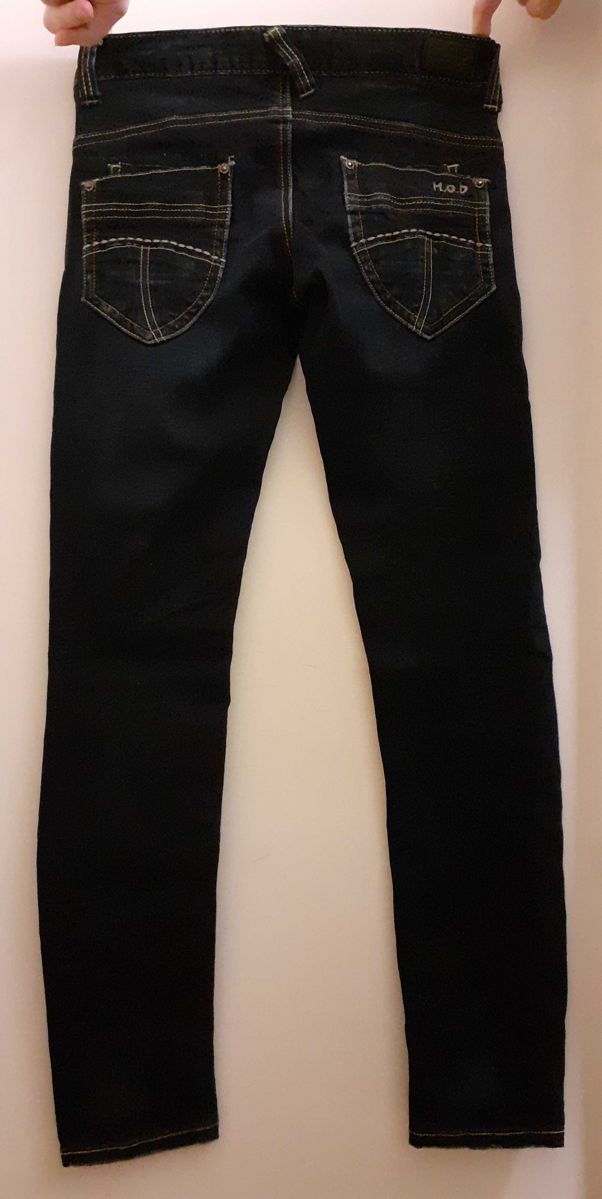 Spodnie m.o.d. ciemny jeans granat przecierane 27/32 xs