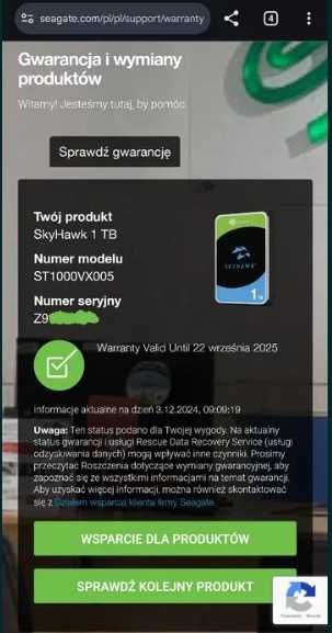 Rejestrator Dahua NVR2104HS-I2 Seagate Skyhawk 1TB DYSK MONITORING