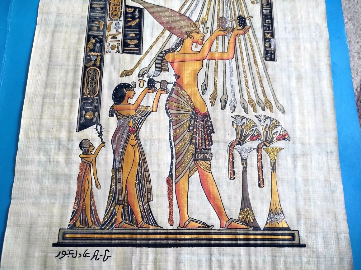 Oryginalny papirus z certyfikatem , ręcznie malowany