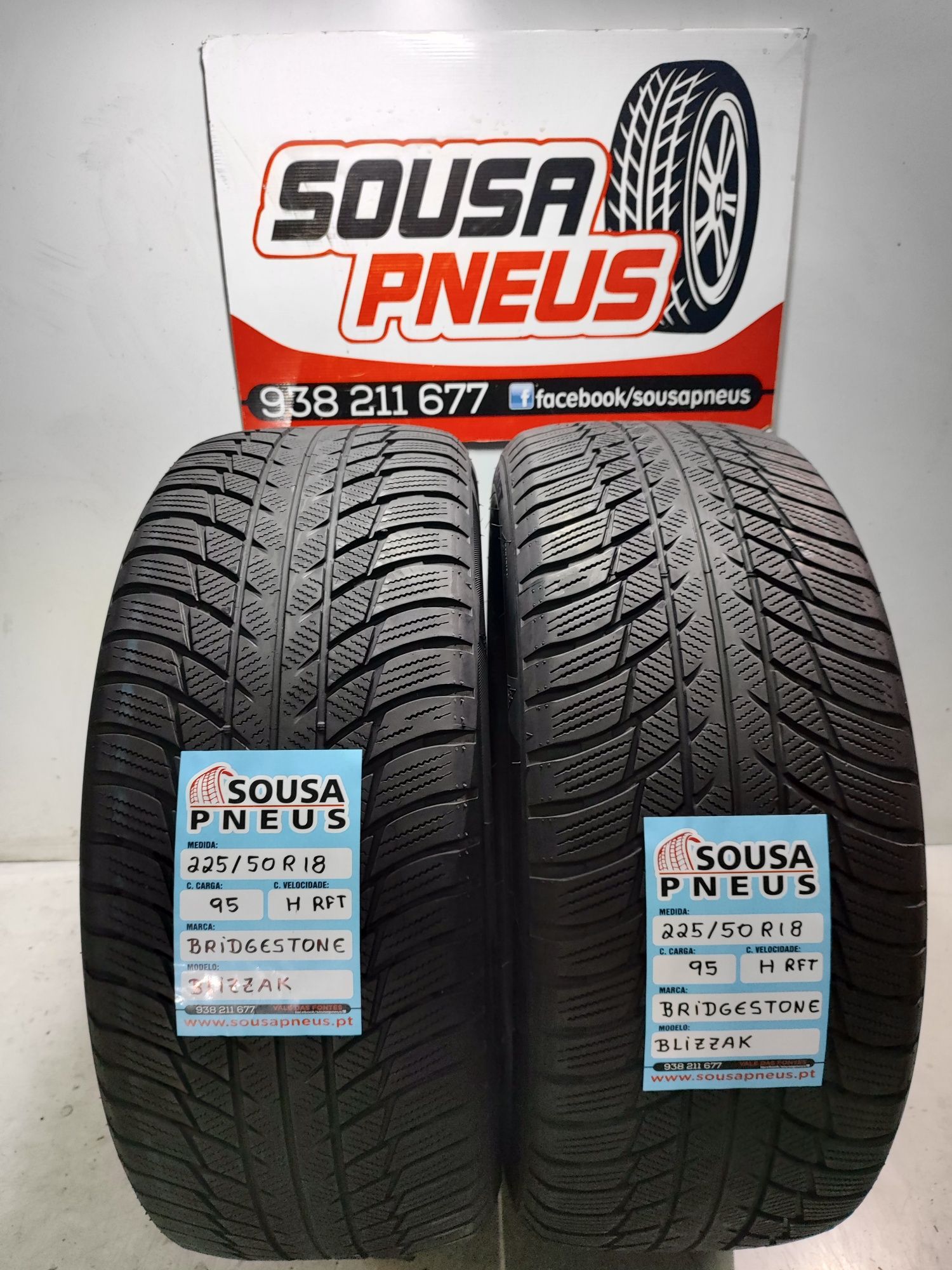 2 pneus semi novos Bridgestone 225/50R18 98H RFT Oferta dos Portes