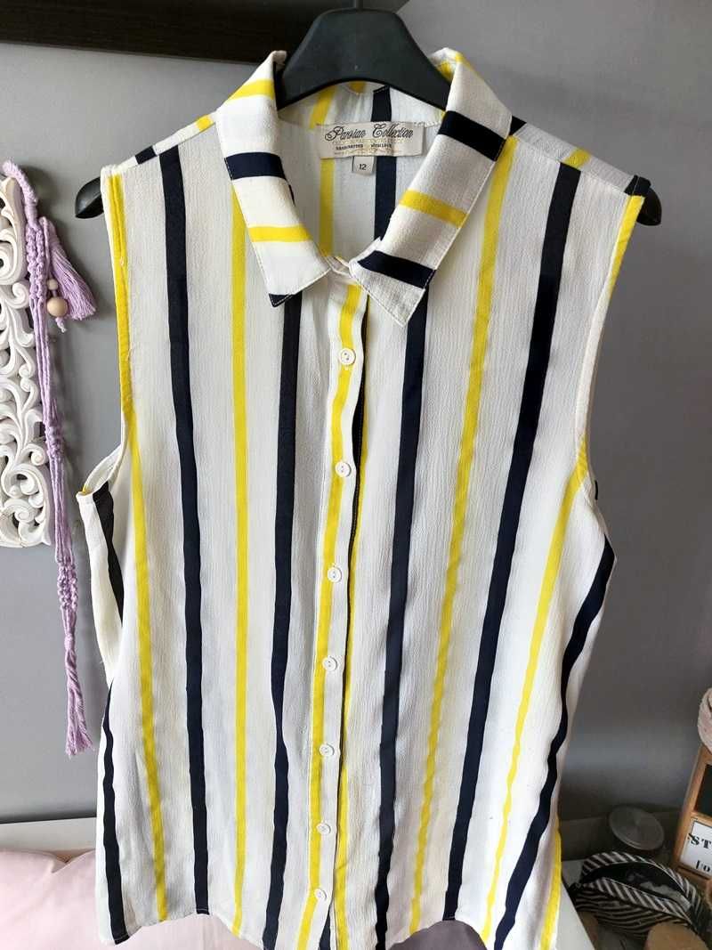 koszula, bluzka w paski bez rękawów 38 M, L Parisian Collection