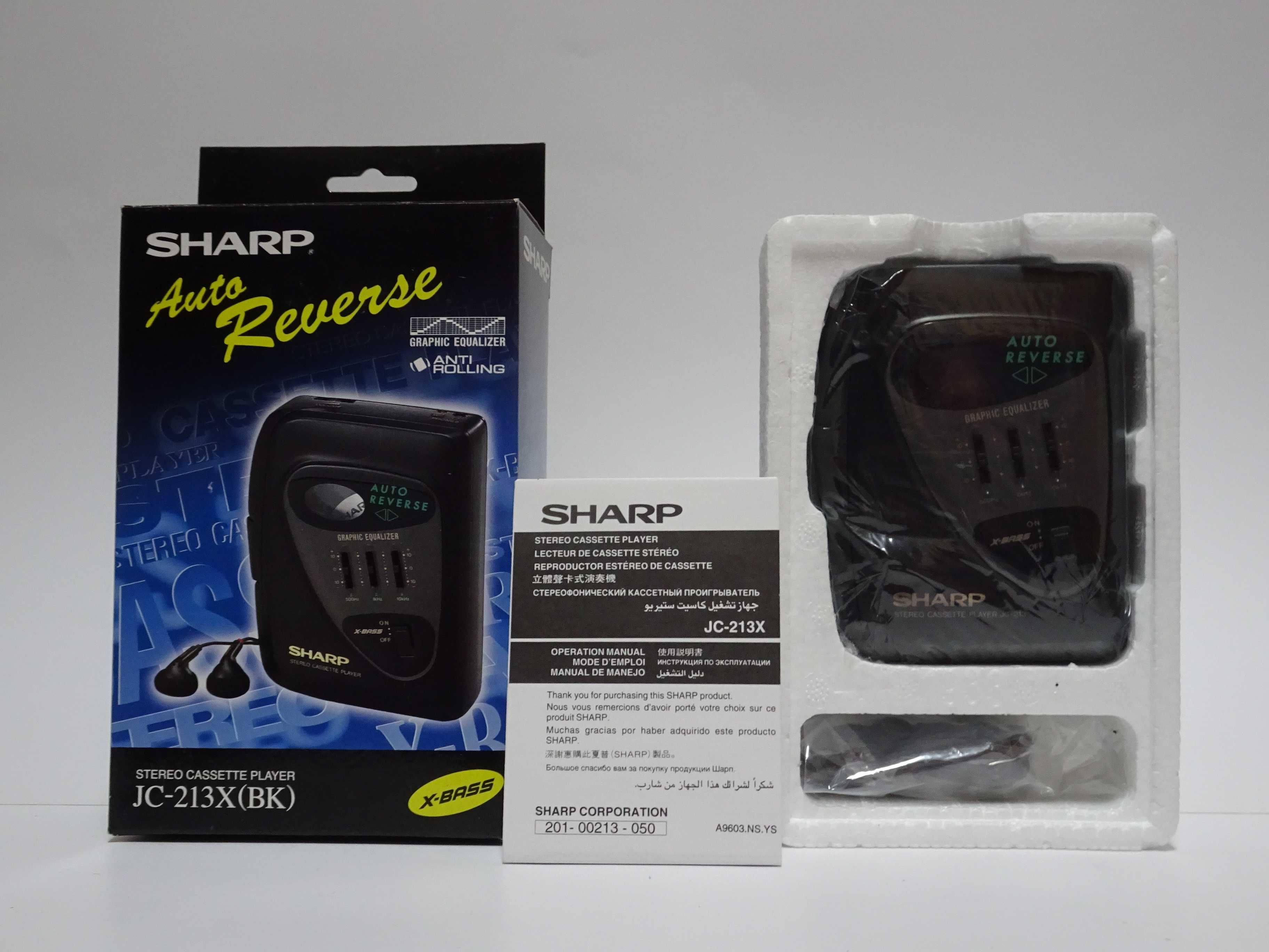 NOWY Walkman SHARP JC-213X(BK) AR / EQ , Odtwarzacz Kasetowy - 1998r