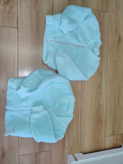 ciepła miętowa zielona bluza label 98 cm 2 sztuki bliźniaczki