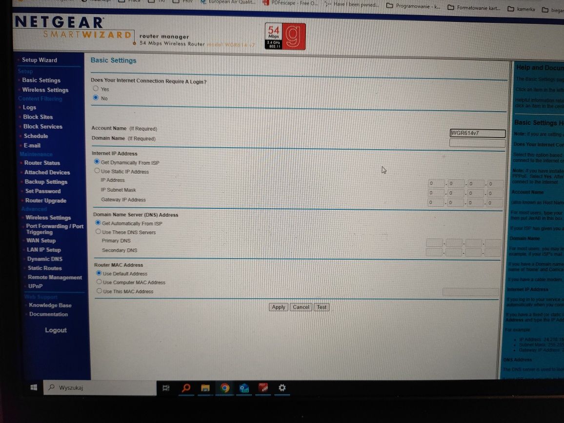 Router Wi-Fi Netgear WGR614v7 bez zasilacza