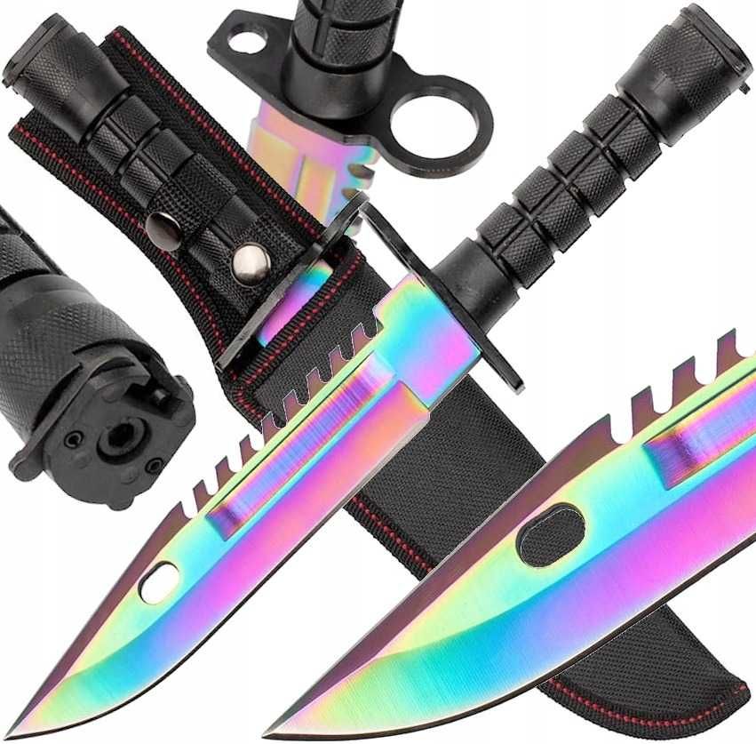 NÓŻ Wojskowy Taktyczny bojowy BAGNET M9 RAINBOW FADE + KABURA ND251b