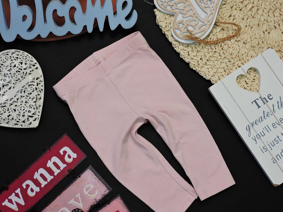 H&M - bawełniane pudrowe legginsy r 68