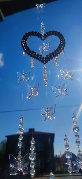 Serce łapacz snów z kryształkami motyle ozdobna zawieszka