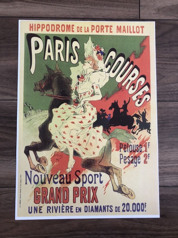 Plakat poster Hippodrome de la Porte Maillot, Paris Courses nowy