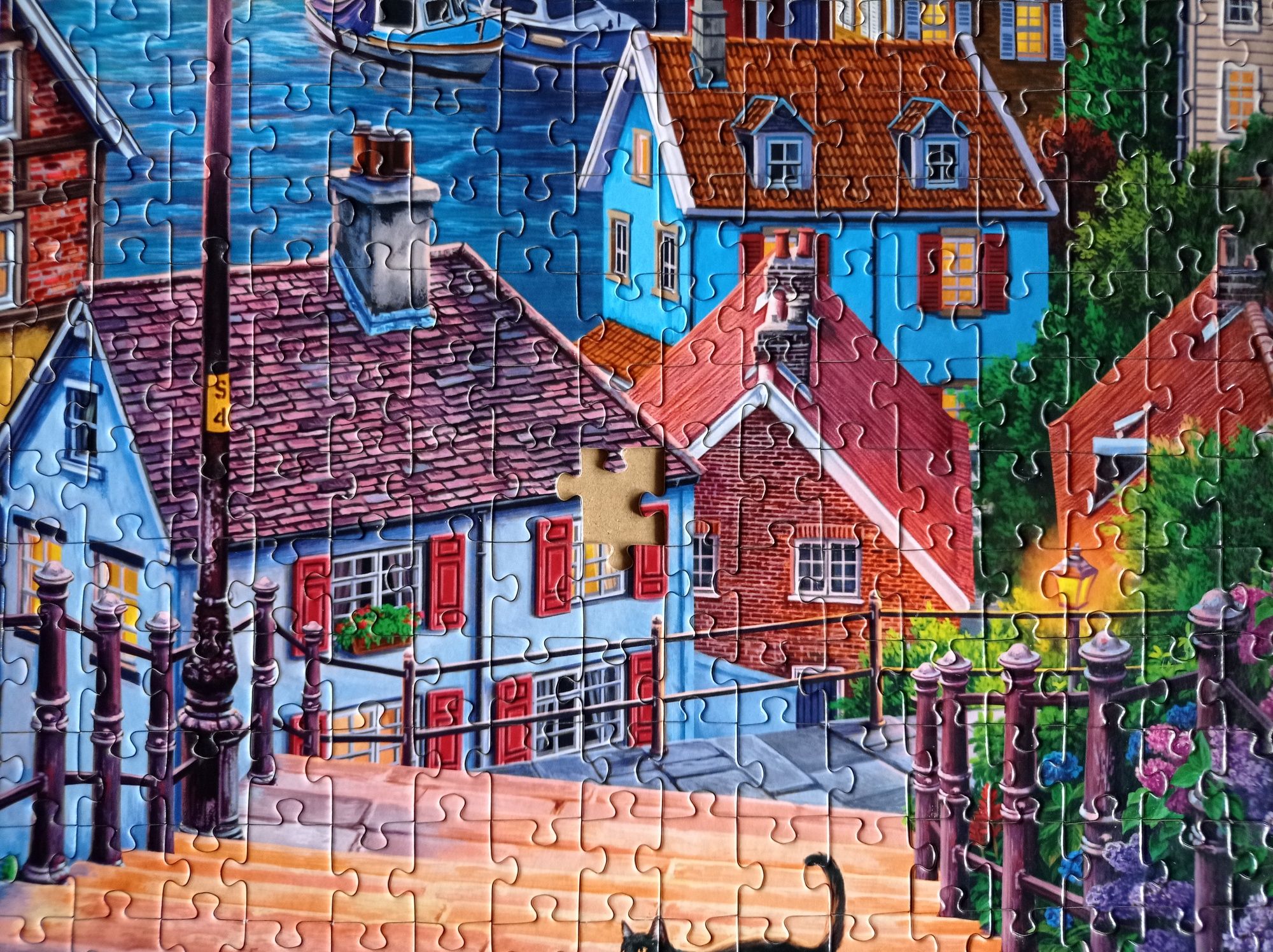 Puzzle Corner Piece 1000, Coastal Town at Sunset