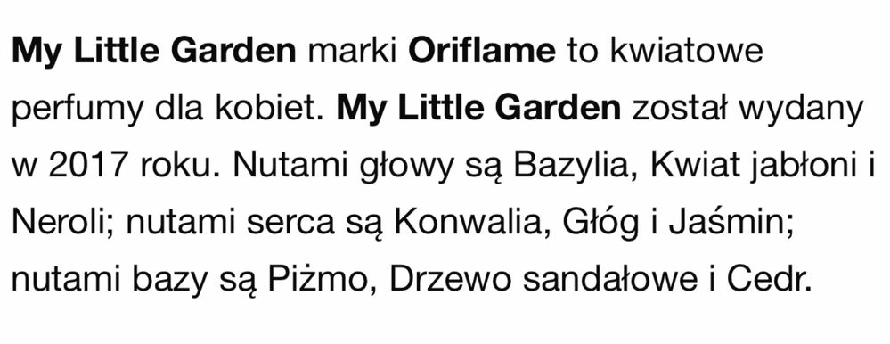 Perfumy My Little Garden Oriflame Unikat