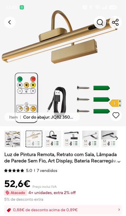Luz com led recarregavel