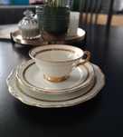 Antyk Upsala Ekerby Sweden Szwecka porcelana filiżanka trio