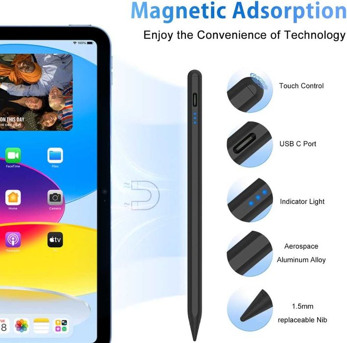 CAMPEXON magnetyczny rysik iPad 2018/2022 Air 4/5 Mini 6 Pro 11/12.9