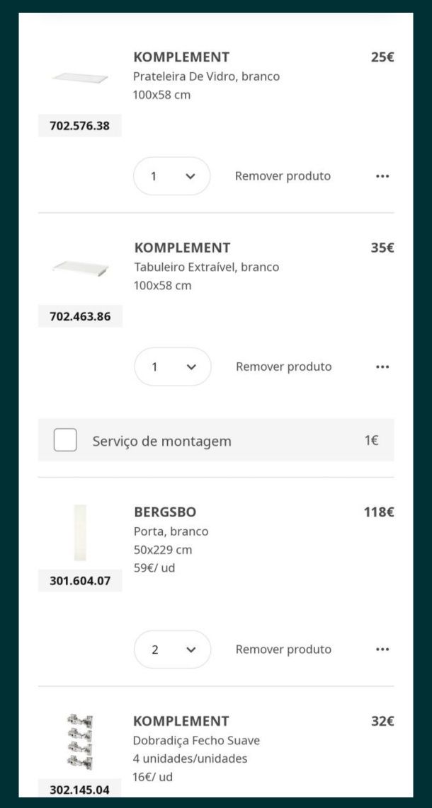 Material novo para roupeiro Pax do ikeia