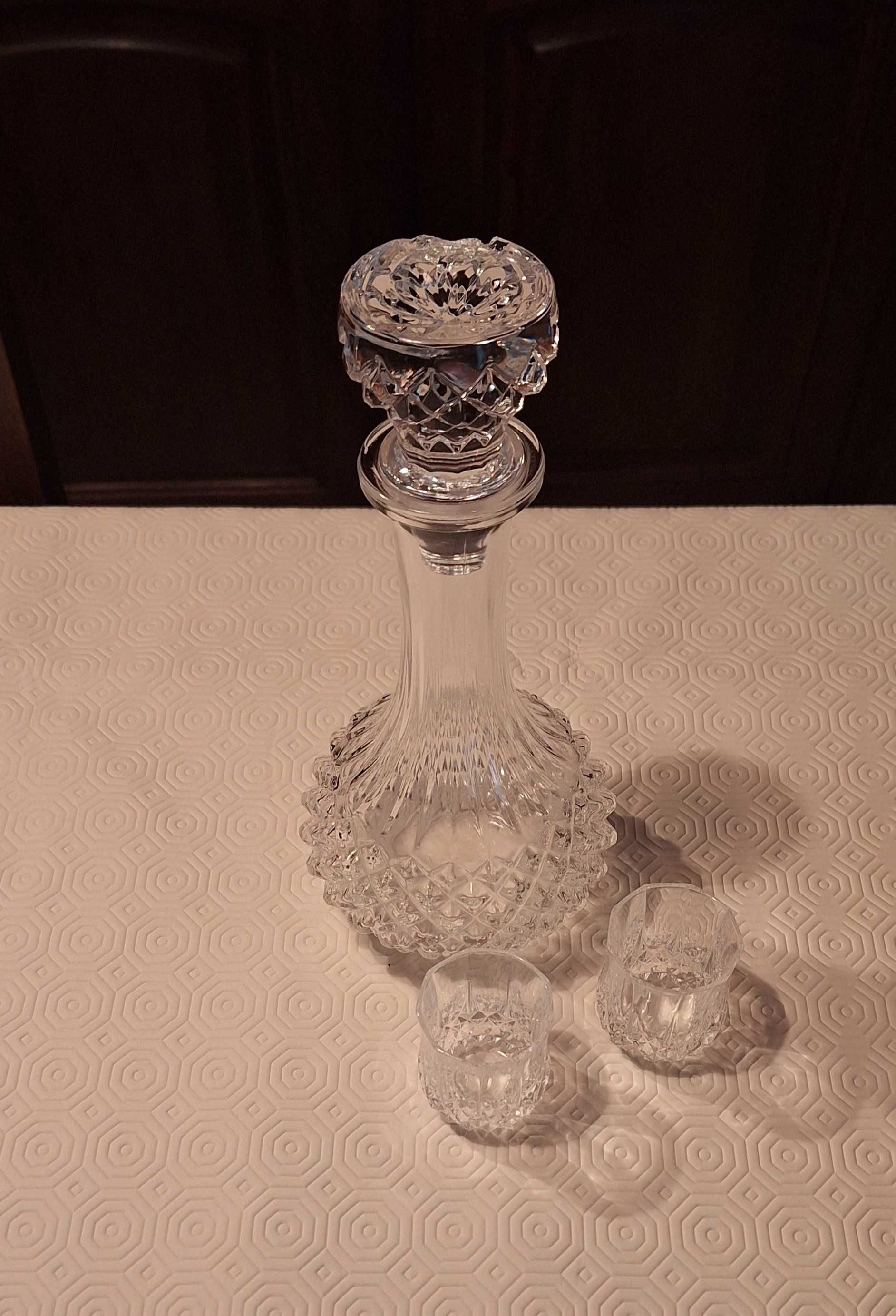 Garrafa + copos de licor "Cristal d'Arques"