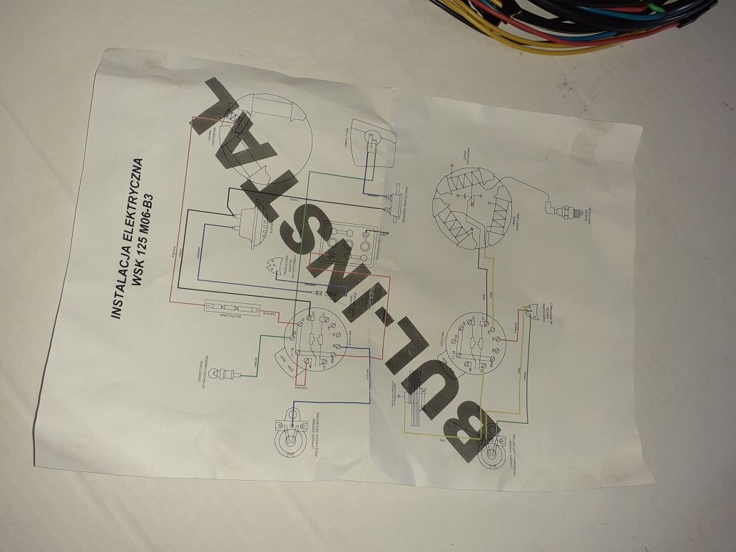 Kpl instalacja elektryczna wsk m06-b3 jednoramowka +schemat