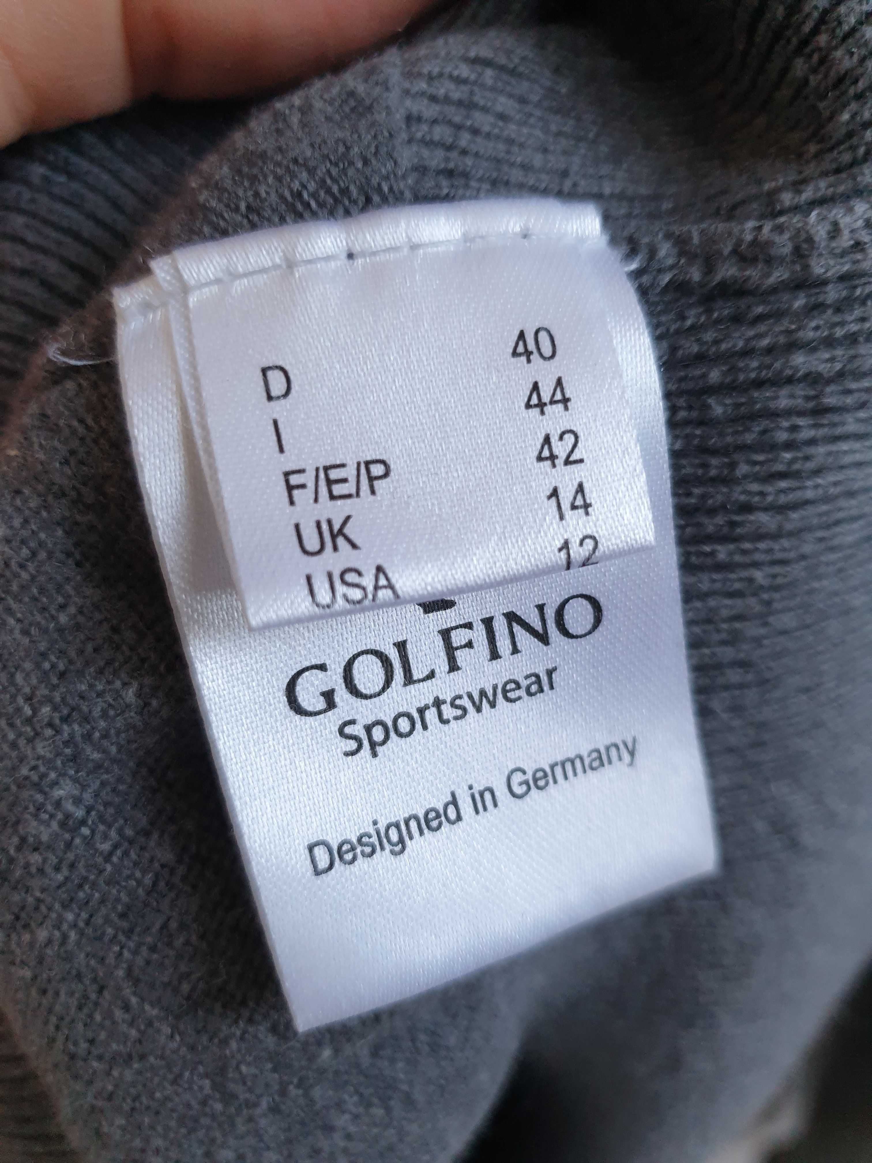 Szary sweter golf półgolf Golfino 38 40 damski bawełna kaszmir