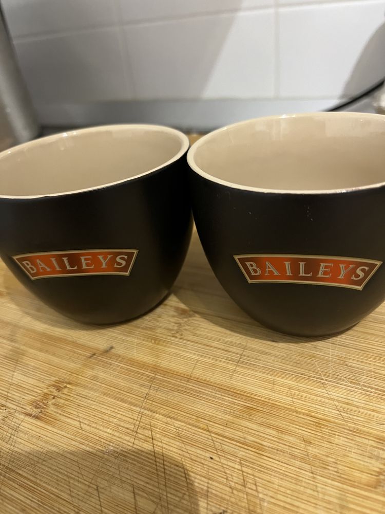 Baileys Irish Cream Ceramic Mugs Cups Black Red YOURS and MINE Set of