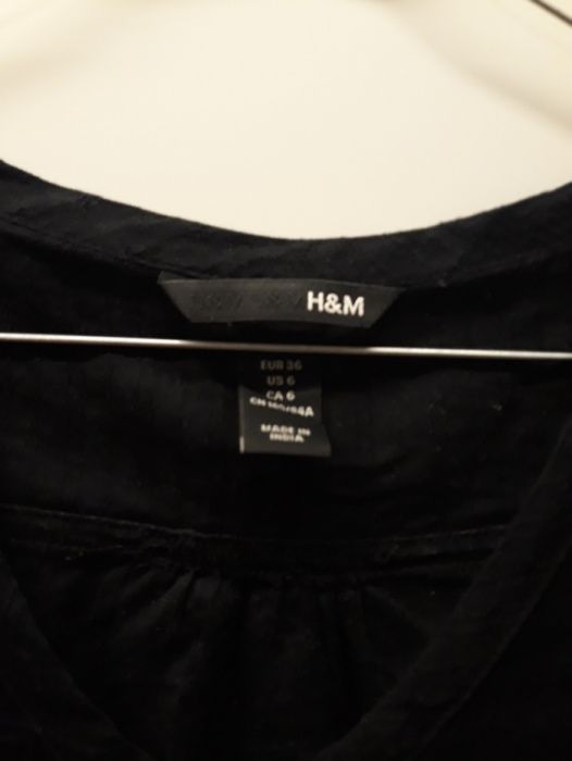 Dwie letnie czarne bluzki H&M, krótki rękaw