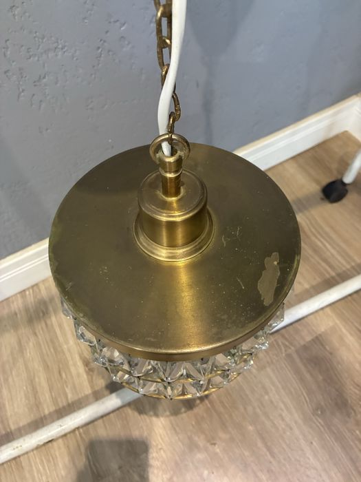 Hans Agne Jakobsson design żyrandol kryształ mosiądz vintage lata 60