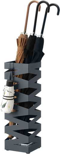 Stojak na parasole z metalu, kwadratowy, 4 haki, 15,5 x 15,5 x 49 cm,