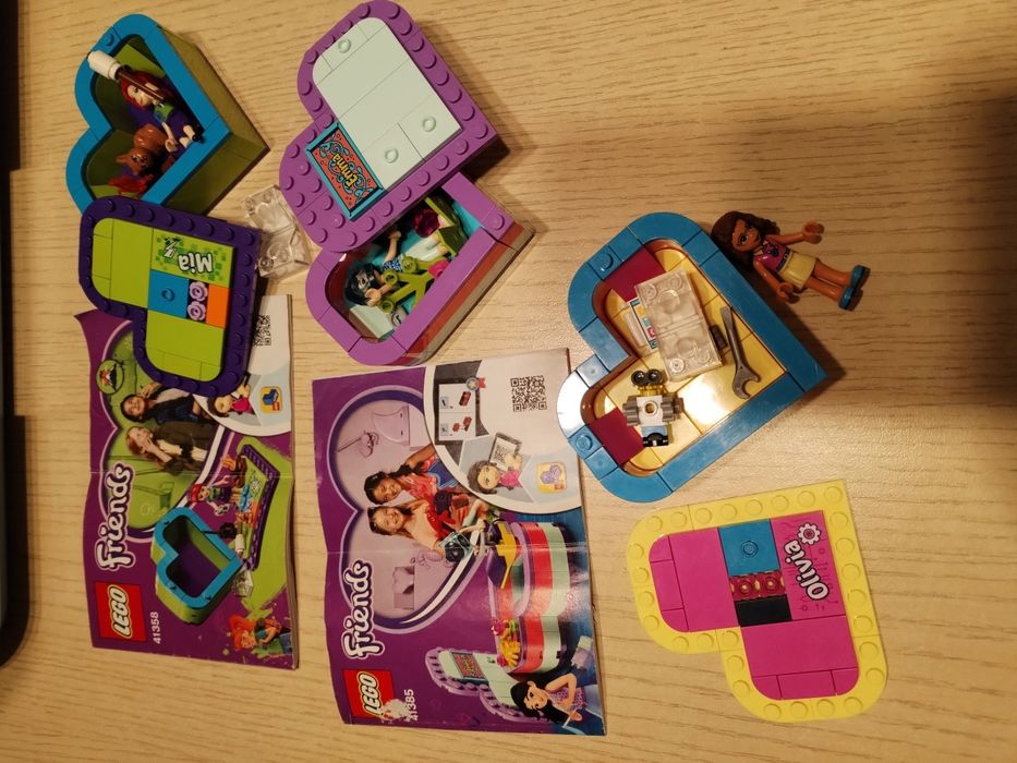 Serce lego friends 41357 Mia, 41385 Emma, 41358 Olivia