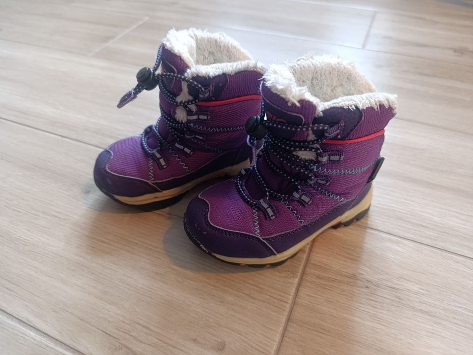 Buty zimowe, śniegowce, dziewczynka, fioletowe, wodoodporne, r. 23