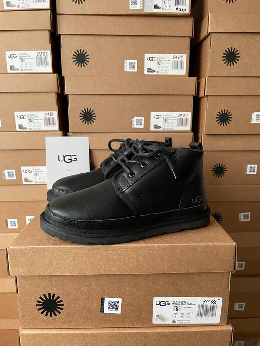 Угги Мужские UGG Neumel Leather Black (Кожа) Size 44 Знижка