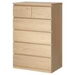 MALM Komoda 6 szuflad IKea okleina dębowa bejcowana  80x123 Nowa w kar