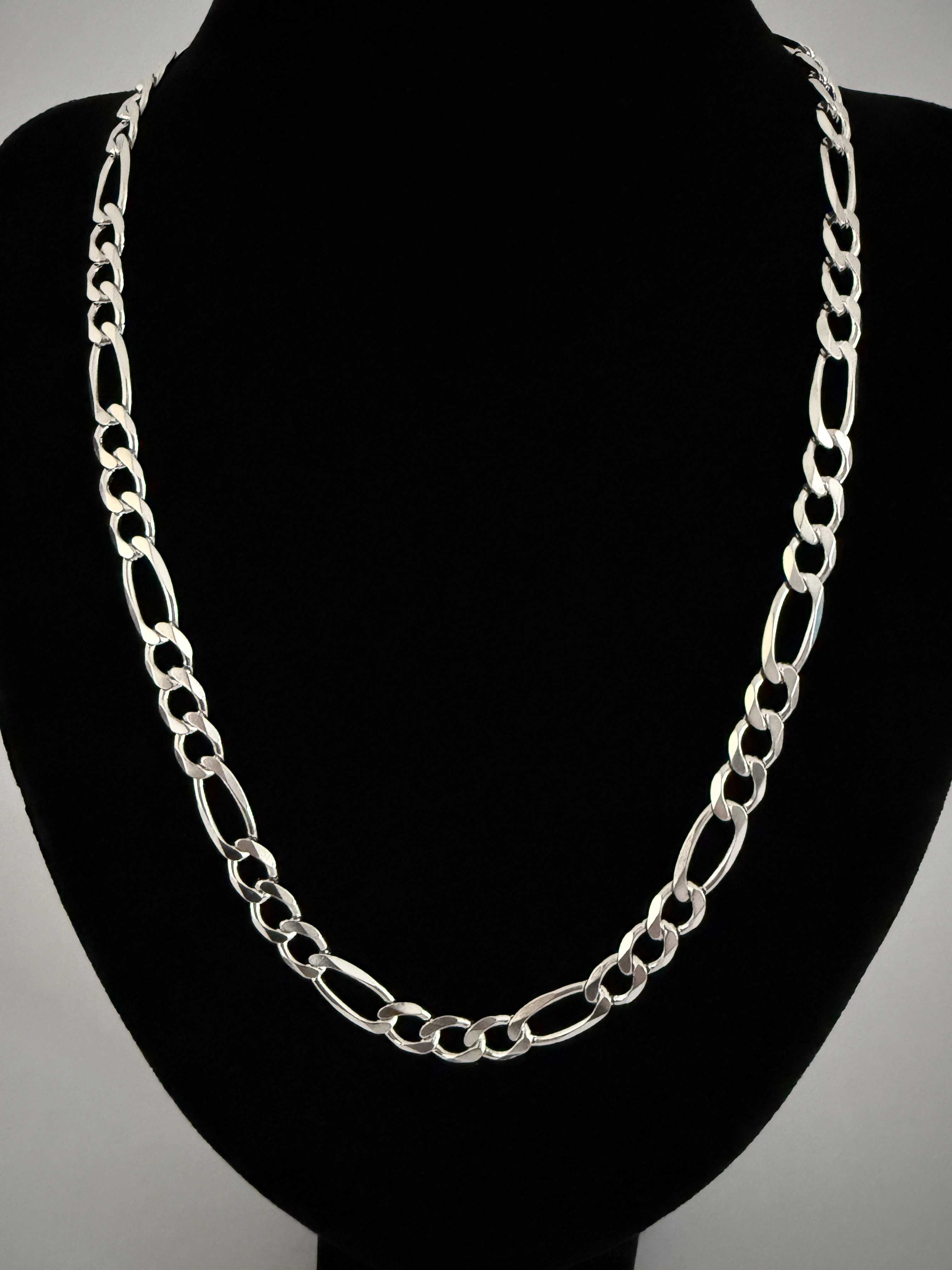 Srebrny Łańcuszek splot Figaro 56,5 CM 44 GRAM ! PR. 925 Okazja !