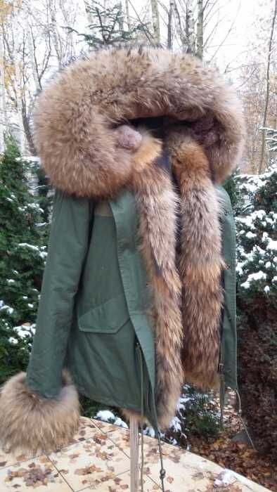 Parka Mr and Mrs Mr&Mrs Italy Naturalny Jenot i Szynszyle rozm. M