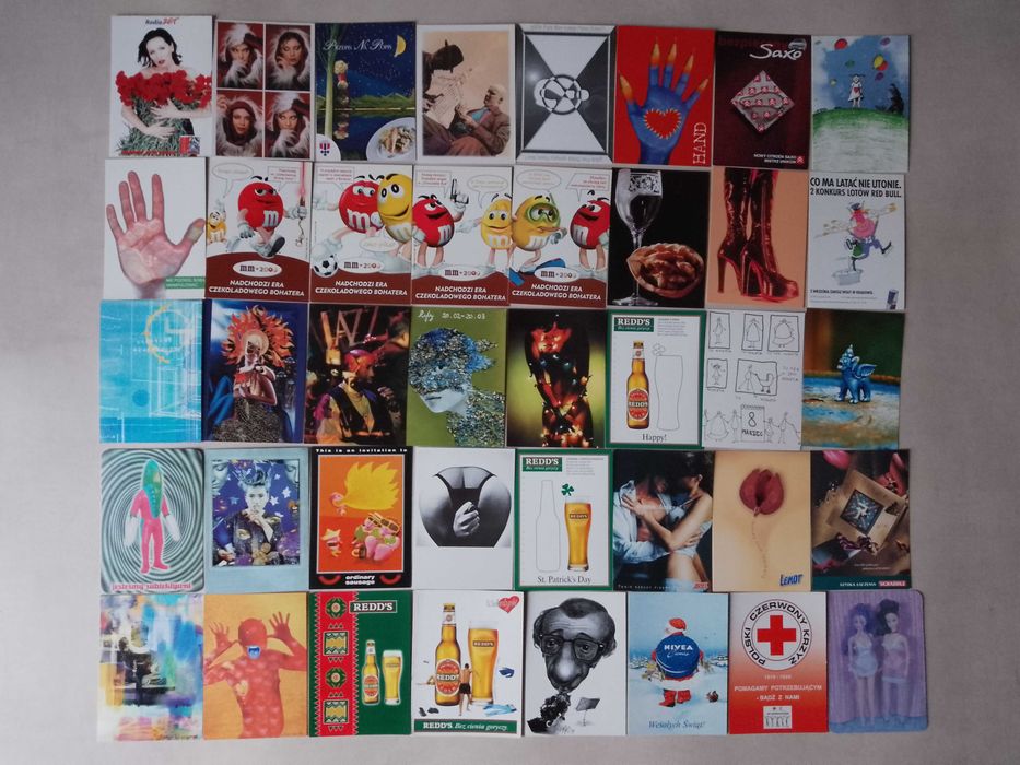 Zestaw pocztówek, kart reklamowych