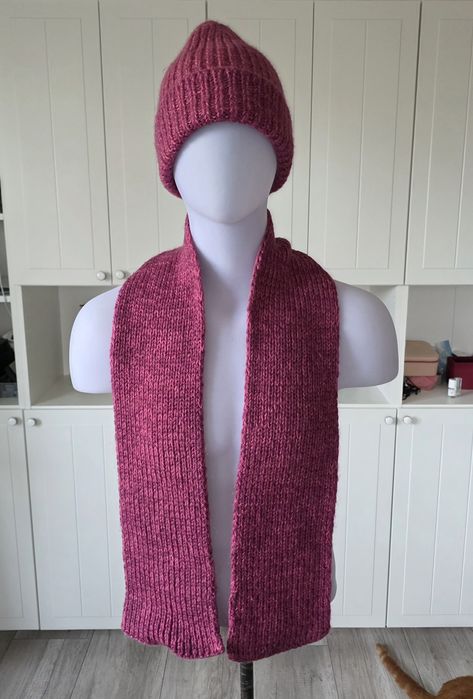 Ciepły komplet handmade czapka szalik wełniany wełna wool ull hatt hat