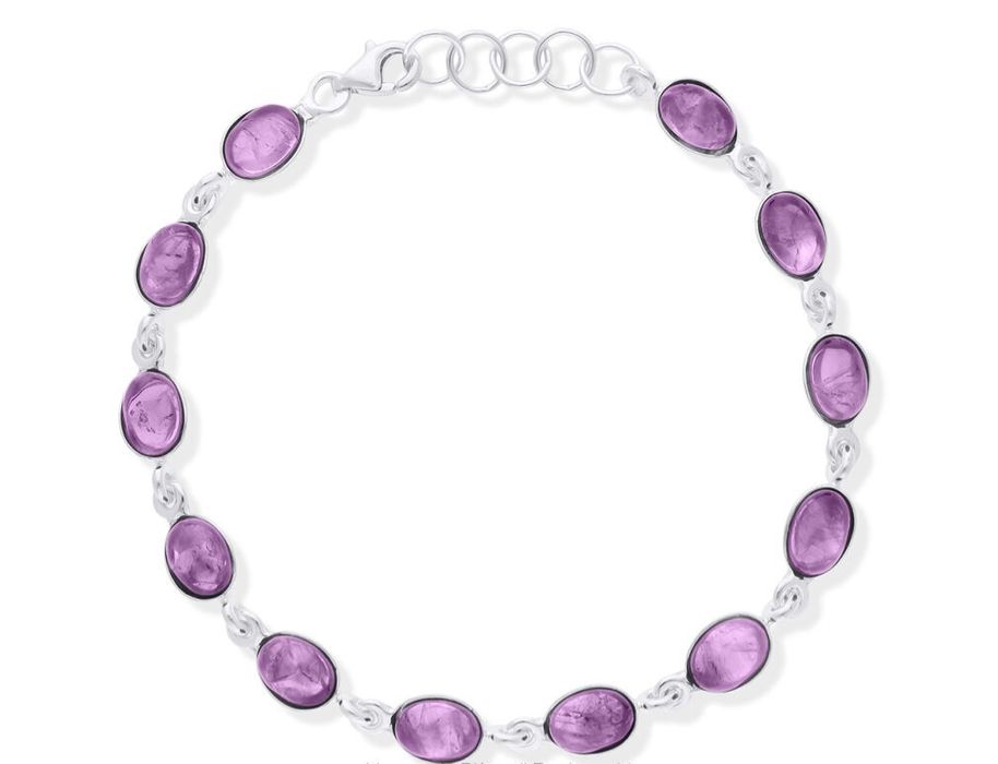 Bransoletka srebrna pr.925 z naturalnym ametystem regulowana