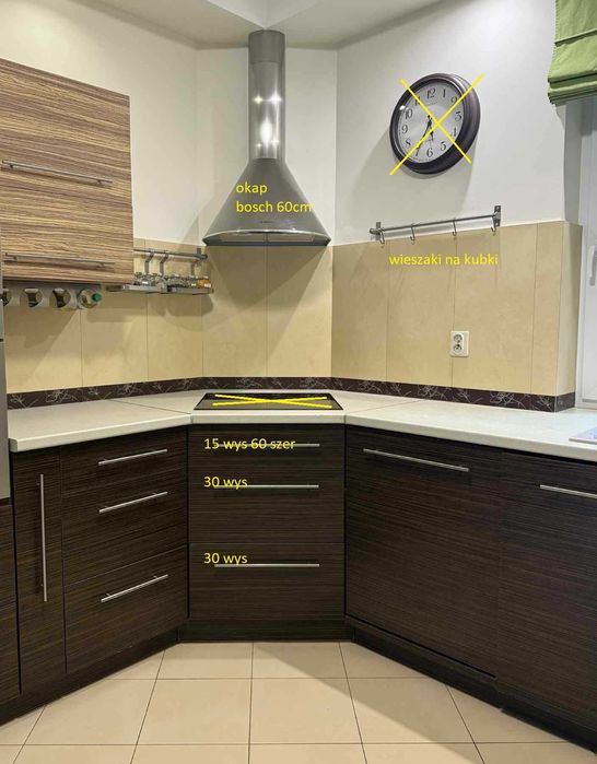 Meble kuchenne zebrano jasne i ciemne komplet bez agd