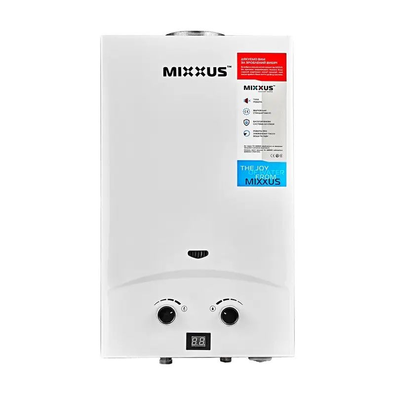 Газова колонка MIXXUS GWH-0110 димохідна 10 л/хв (колір білий)