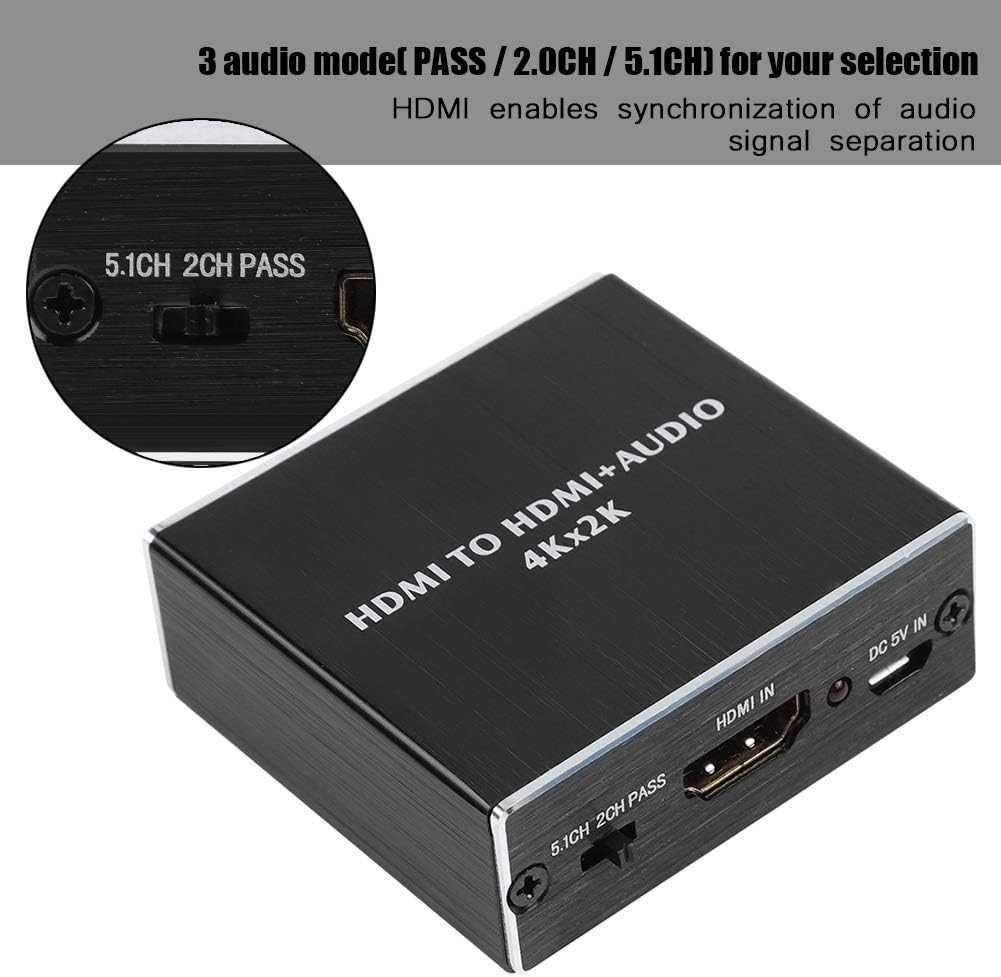 ASHATA Rozdzielacz ekstraktor audio HDMI 4K 2K do Spdif Toslink HDMI
