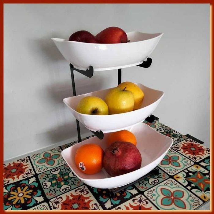 Stojak miski na owoce warzywa akcesoria do kuchni 3 poziomy