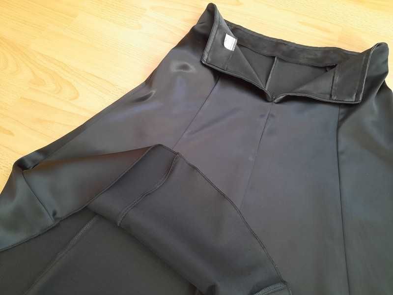 Czarna elegancka satynowa SPÓDNICA spódniczka 36 38 S pas 36 cm x2