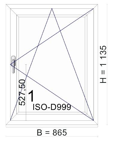 Okno PCV kol. biały wymiar szer. 865 x wys. 1135