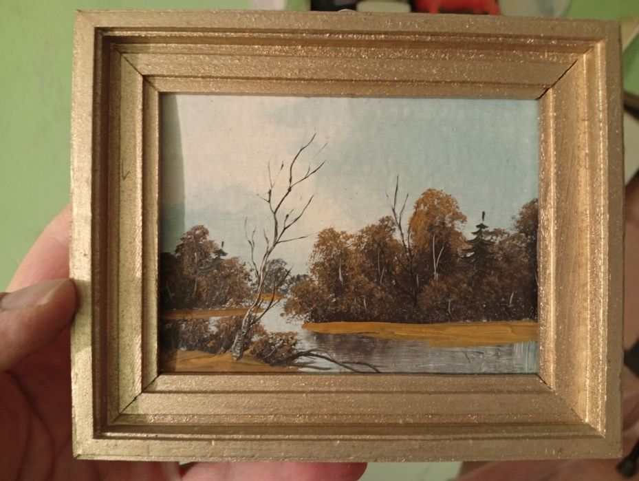 "Pejzażyki"-przepiękne obrazki olejne na tekturkach!