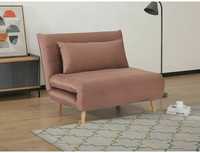Rozkładana Mała Sofa Fotel Spike z funkcją spania różowa aksamit