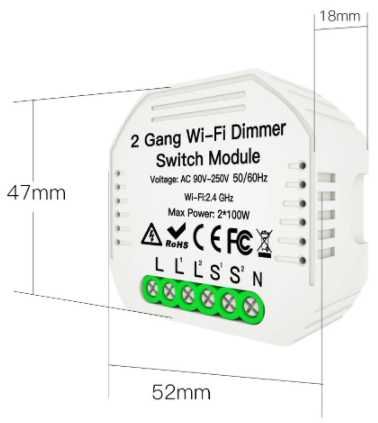 Wifi Dimmer Module - 2 canais Interruptor dimmable