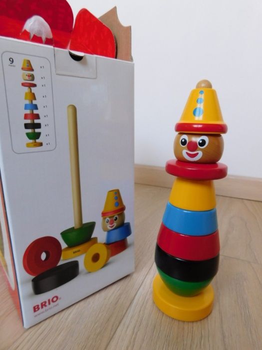Brio zabawki drewniane - kaczor kaczka do ciągnięcia oraz klaun, sowa