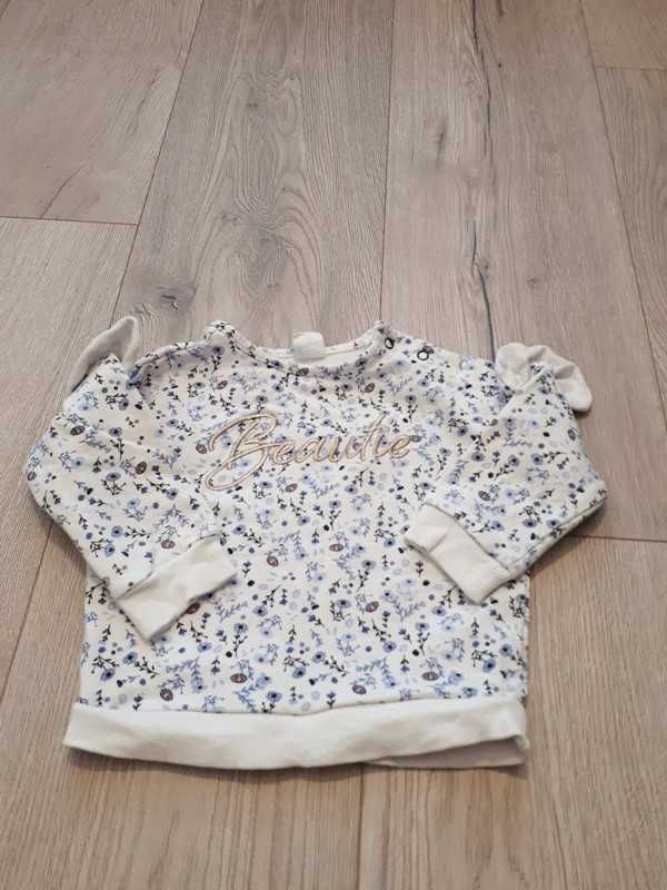 Bluza dziewczęca, ecru, kwiatki, Beautie 74