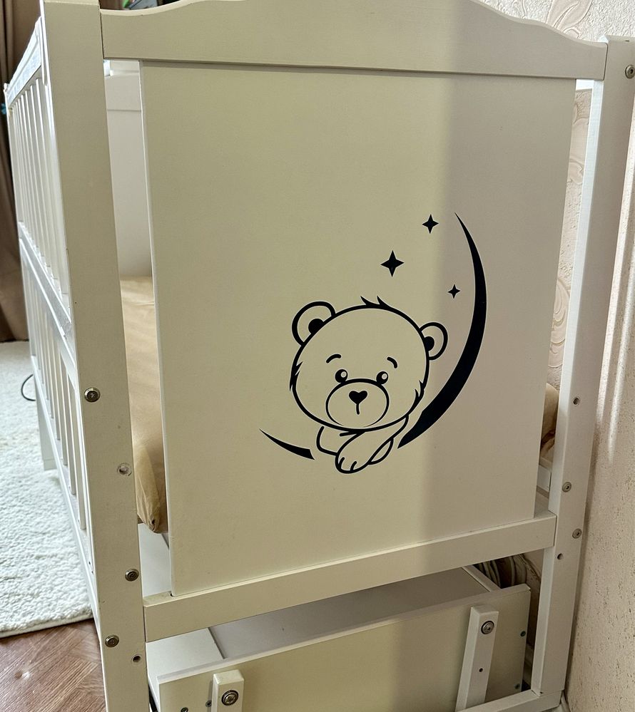 Ліжечко Babyroom Тедді біле з матрацом!!!