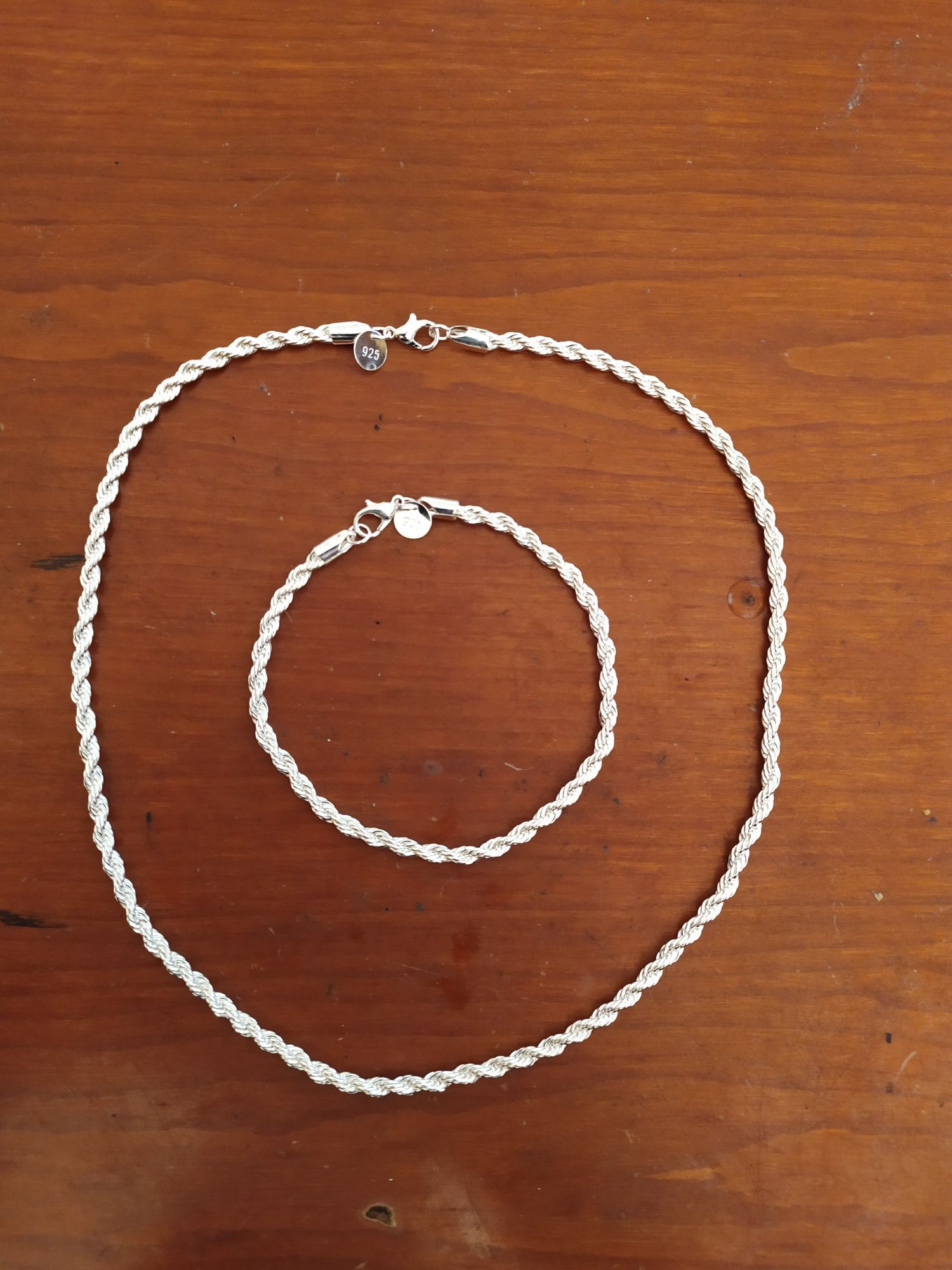 Srebrny komplet łańcuszek + bransoletka
