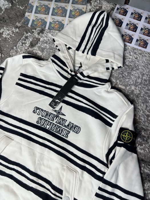 Кофта Stone Island x Supreme  Warp Stripe Sweatshirt / Худі Стон Супри