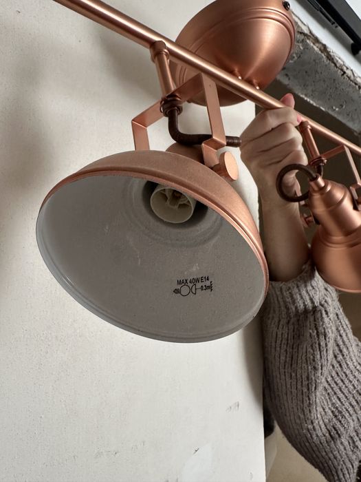 Lampa sufitowa loft / industrial miedziana 4-punktowa