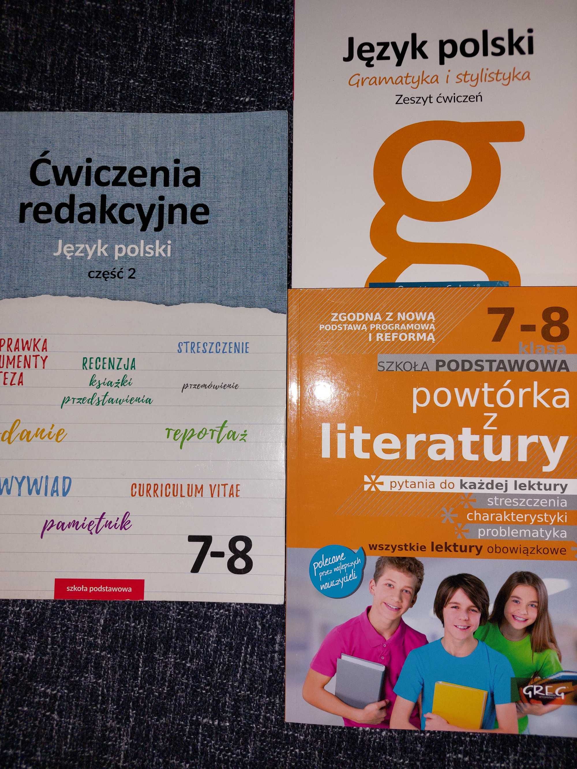 3 nowe książki Egzamin ósmoklasisty z jęz. polskiego 8 klasa powtórka